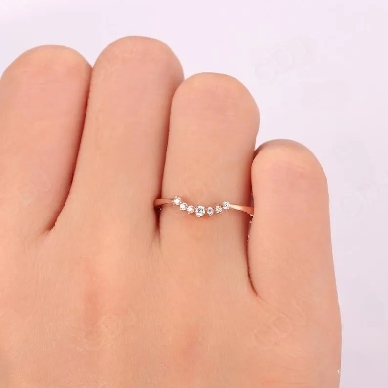 0.07CTW Natural Round Diamond Curved Women Wedding Band