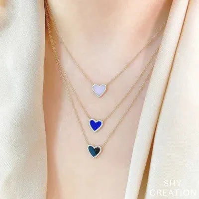 0.09CT DIAMOND & 0.54CT LAPIS HEART NECKLACE