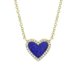 0.09CT DIAMOND & 0.54CT LAPIS HEART NECKLACE