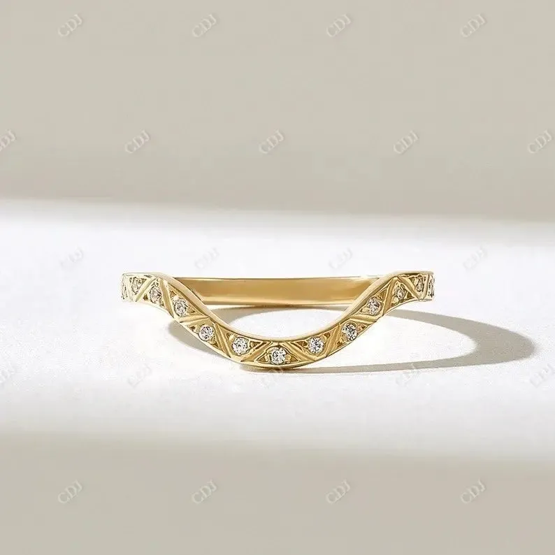 0.17CTW Round Lab Grown Diamond Curved Wedding Band