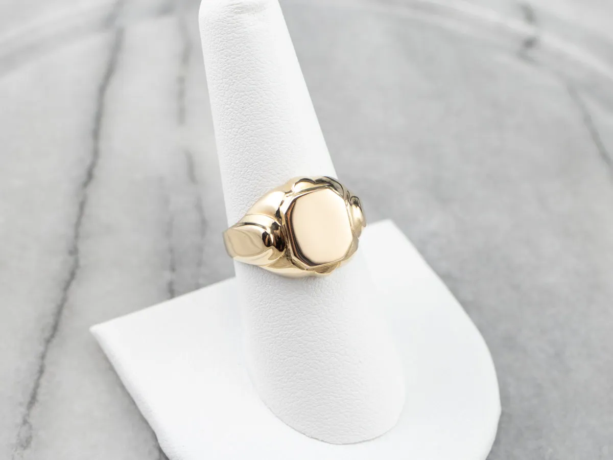 10K Gold Domed Signet Ring