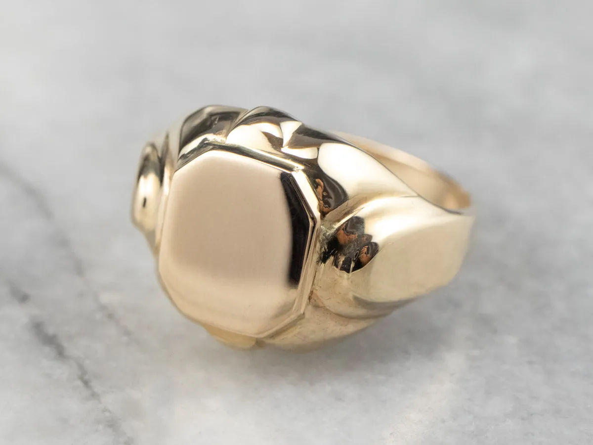 10K Gold Domed Signet Ring