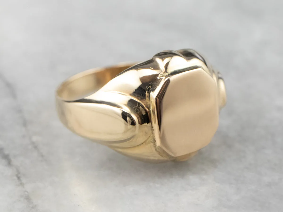 10K Gold Domed Signet Ring