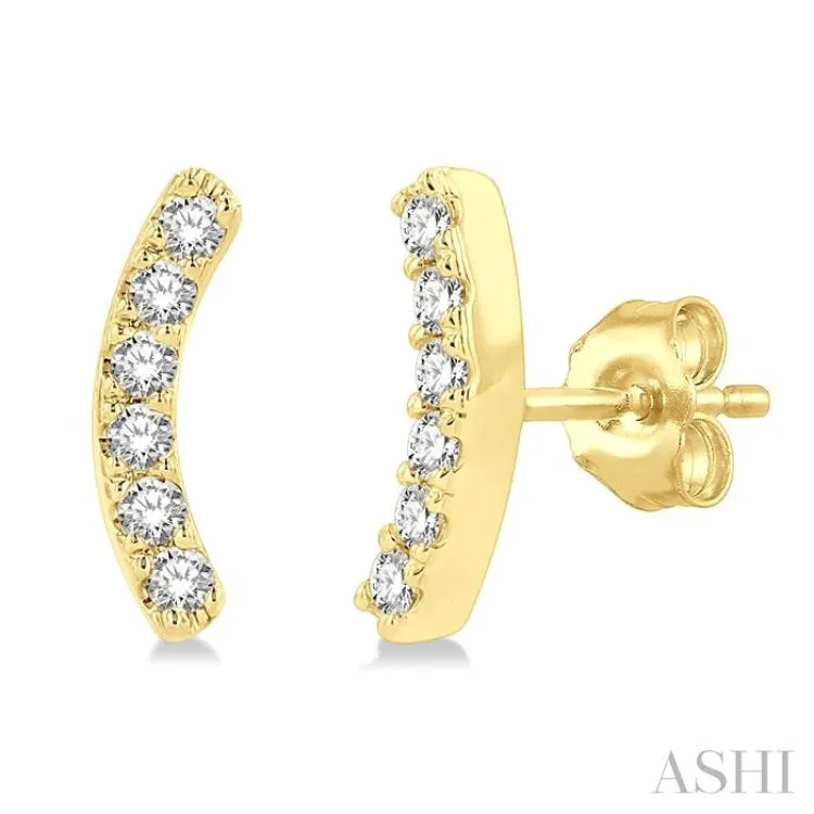 1/10 Ctw Arc Round Cut Diamond Petite Fashion Stud Earring in 10K Yellow Gold