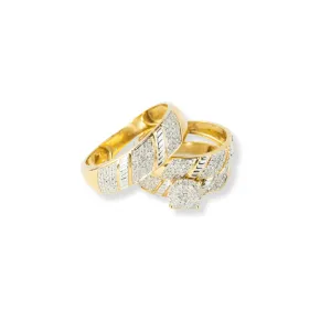 1/3 CTW 10k Yellow Gold Round Cut Wedding Trio Set