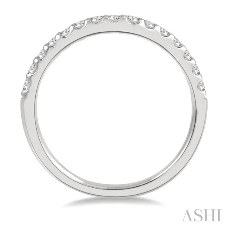 1/3 ctw Arched Center Round Cut Diamond Wedding Band in 14K White Gold