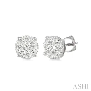 1/3 Ctw Lovebright Round Cut Diamond Earrings in 14K White Gold