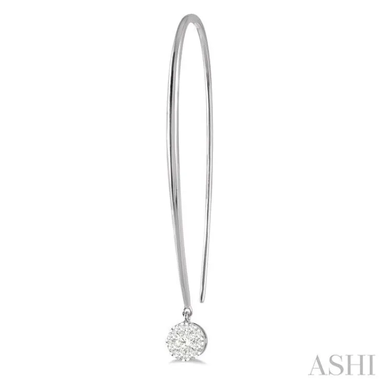 1/3 ctw Round Dangler Lovebright Diamond Earring in 14K White Gold