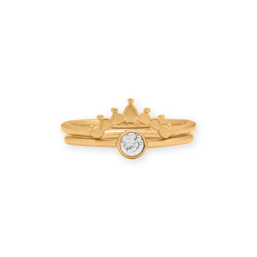 14 Karat Gold Plated Dot Crown Ring