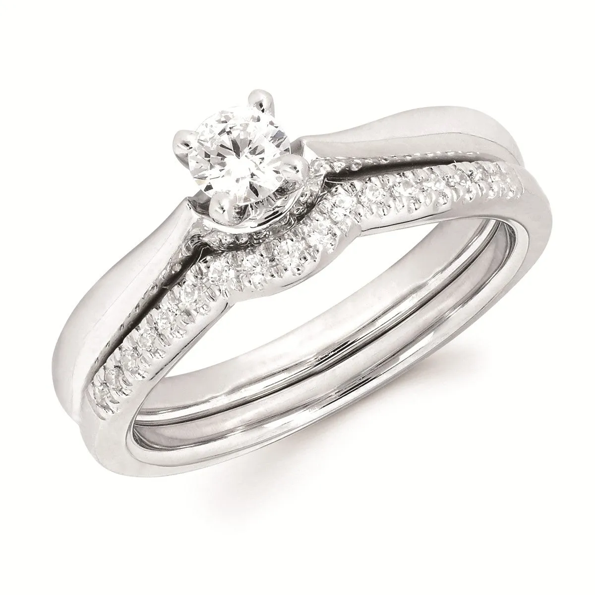 14K Gold .12CT Round Diamond Center Engagement Ring