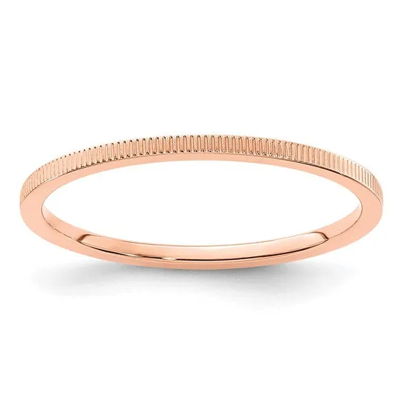 14K Gold 1.2mm Line Pattern Stackable Band