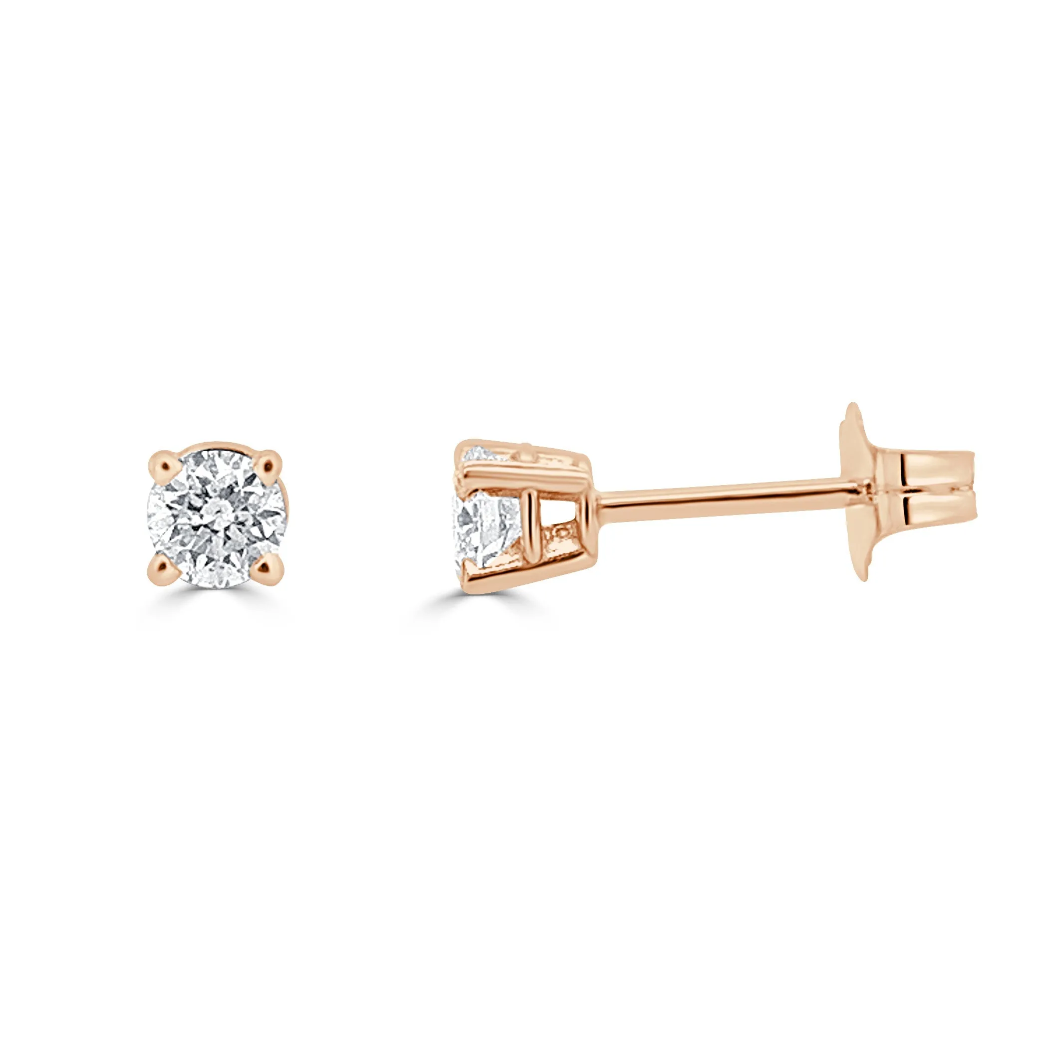 14k Gold & Diamond Round Stud Earrings - 0.31ct