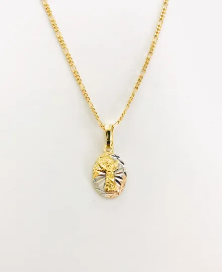 14K Gold Filled Divino Niño Necklace, Baby Jesus Pendant 16" 14x8mm