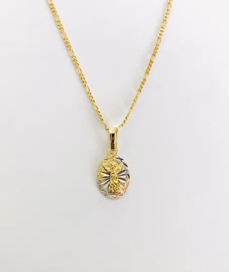 14K Gold Filled Divino Niño Necklace, Baby Jesus Pendant 16" 14x8mm