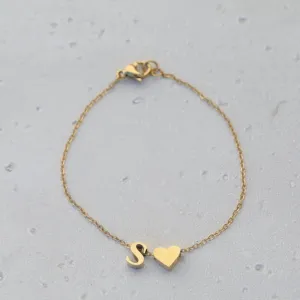 14K Gold-Filled Heart Initial Bracelet | Custom Bracelet | Personalized Letter Bracelets