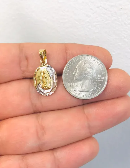 14K Gold Filled Necklace Set Virgen de Guadalupe Earrings 20x13mm / Guadalupe Necklace Pendant / Cadena y Dije de Guadalupe