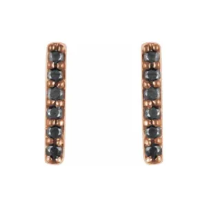 14K Rose 1/10 CTW Natural Black Diamond Bar Earrings