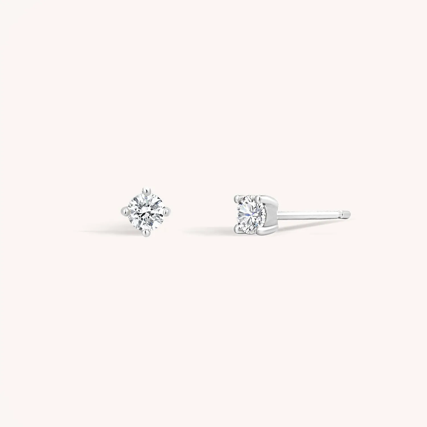 14K Solid Gold Mini Diamond Stud Earrings