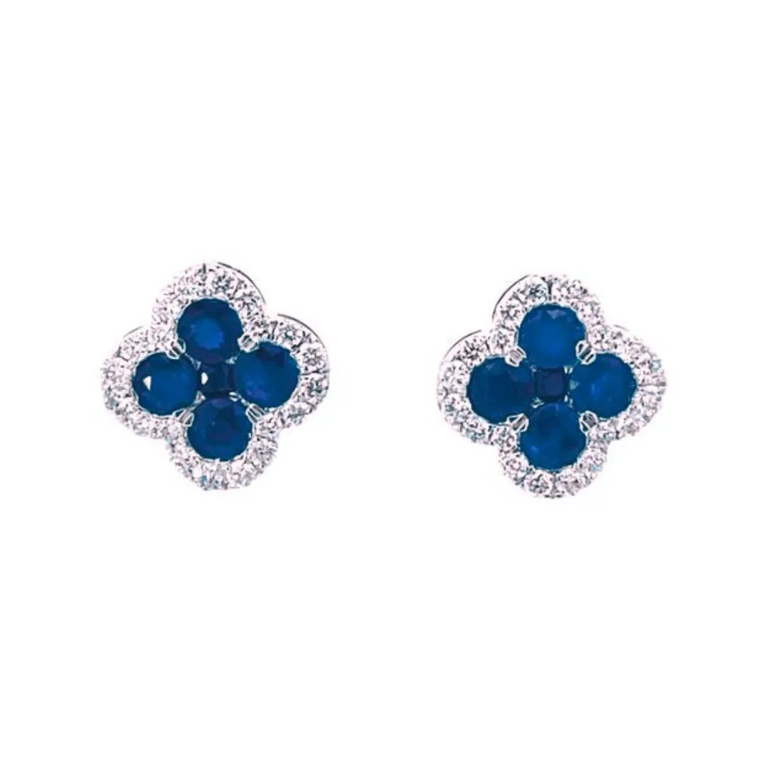 14K White Gold and Sapphire Diamond Earrings