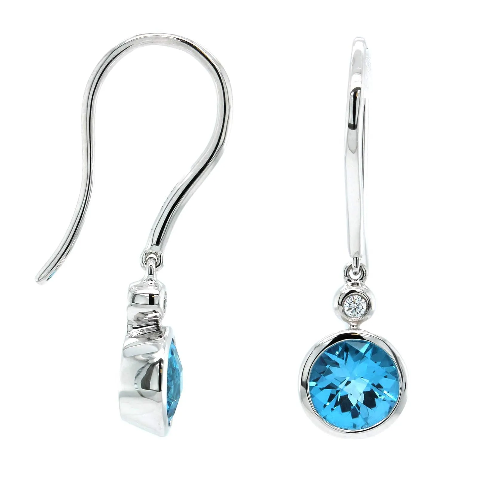 14K White Gold Blue Topaz Drop Earrings