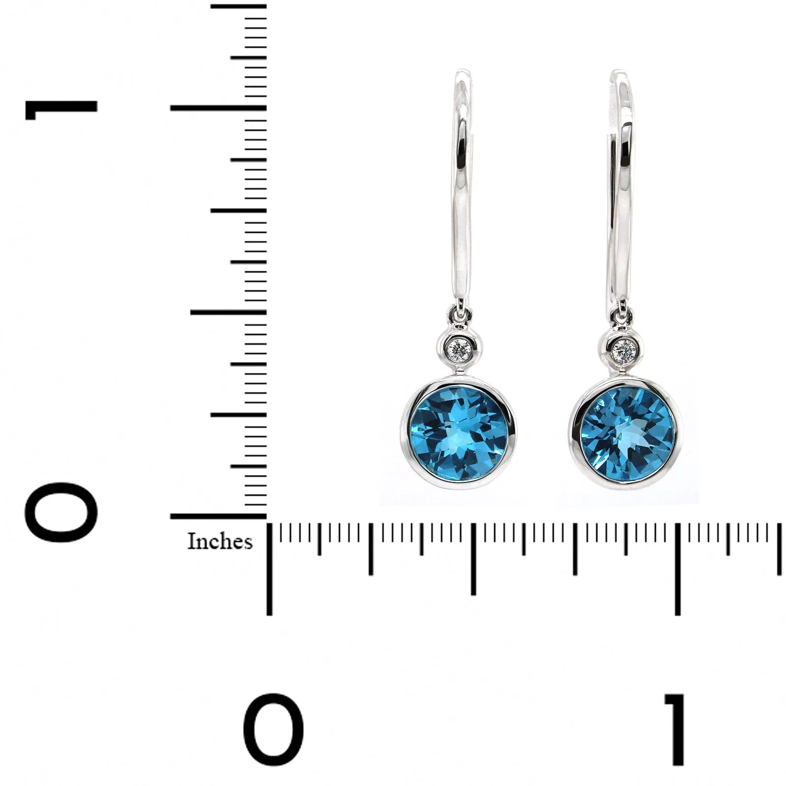 14K White Gold Blue Topaz Drop Earrings