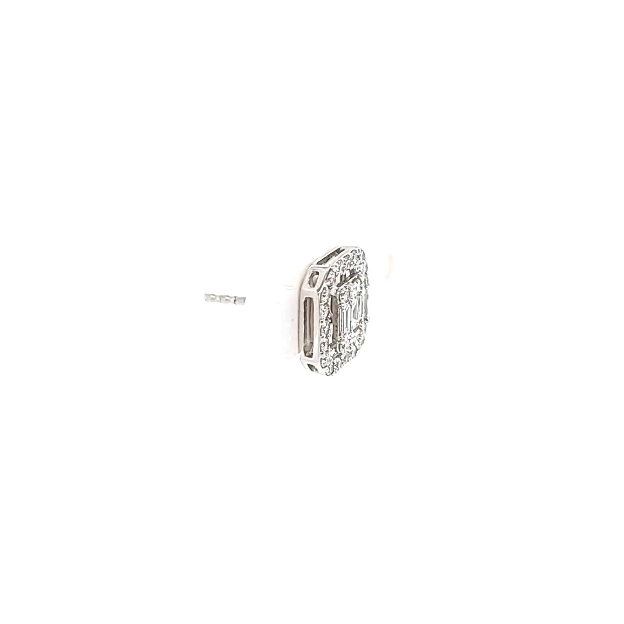 14k White Gold Diamond Cluster Stud Earrings (I6793)