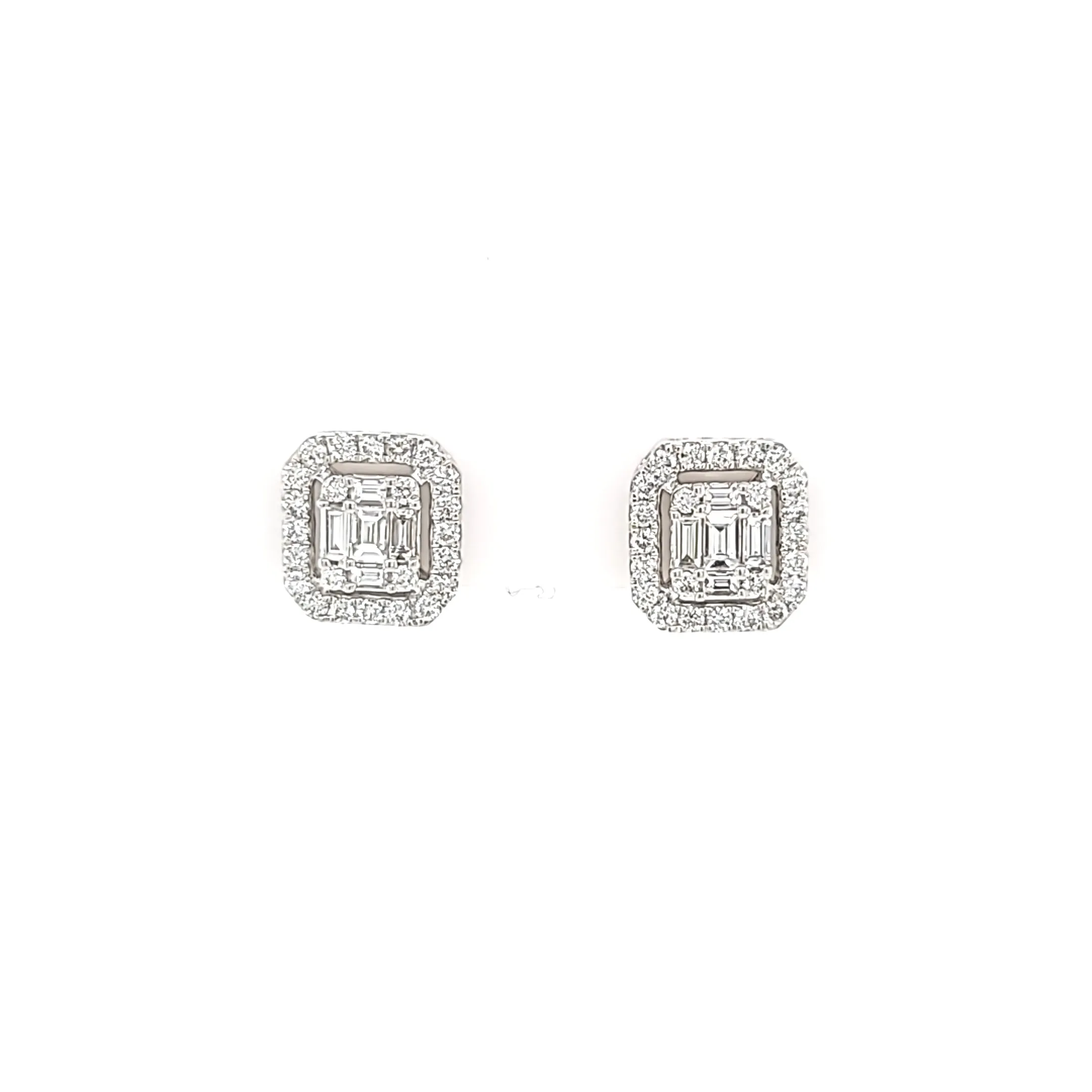 14k White Gold Diamond Cluster Stud Earrings (I6793)