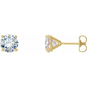 14K Yellow 1 CTW Lab-Grown Diamond 4-Prong Stud Earrings