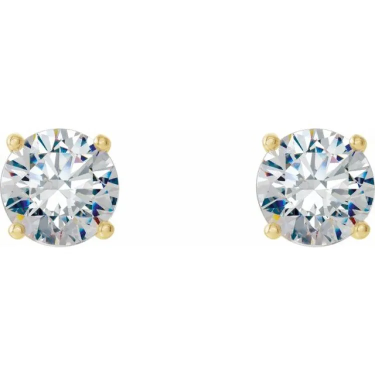 14K Yellow 1 CTW Lab-Grown Diamond 4-Prong Stud Earrings