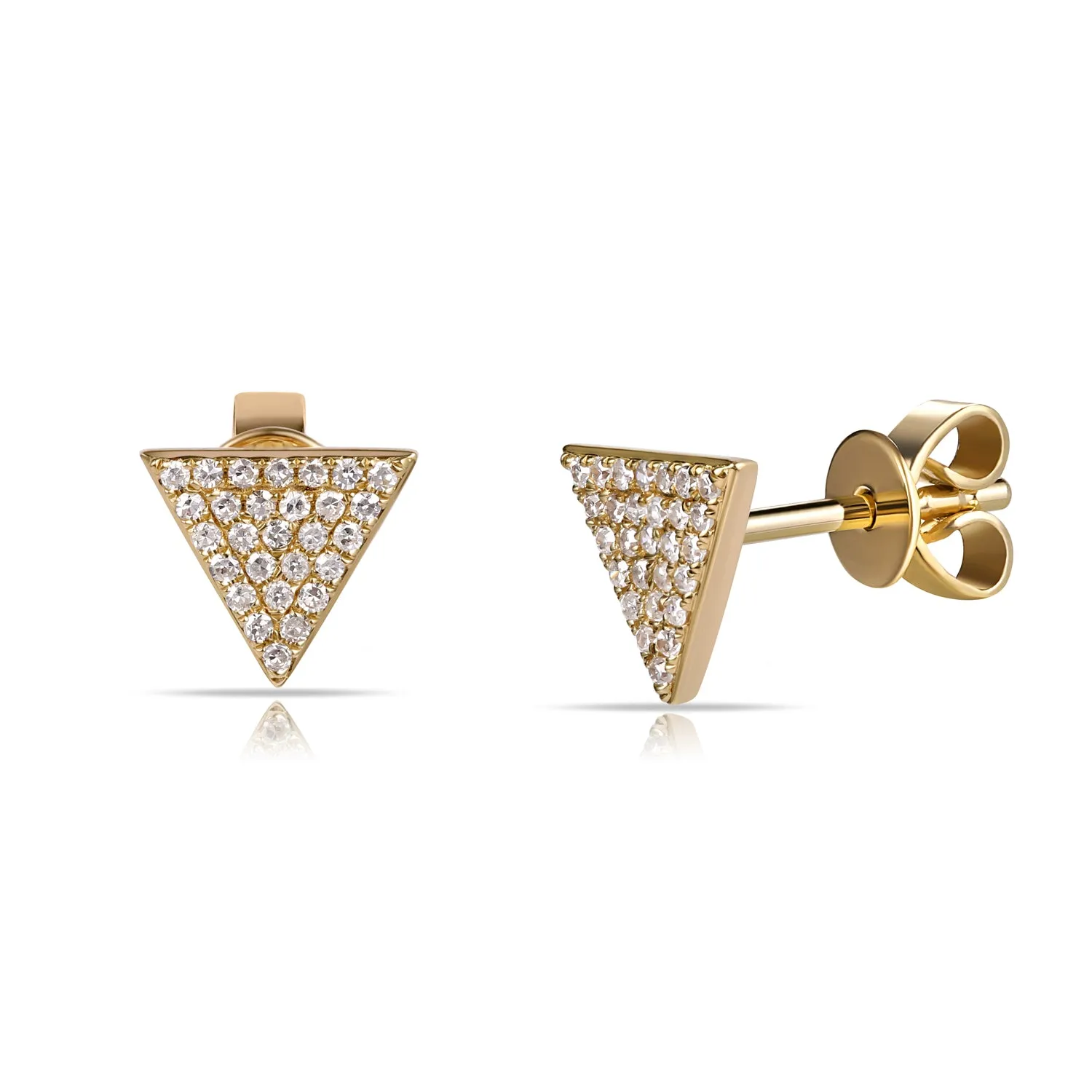 14K Yellow Gold Diamond Large Triangle Earrings