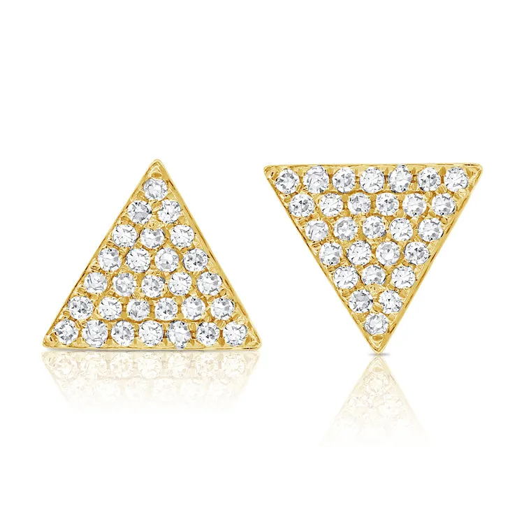 14K Yellow Gold Diamond Large Triangle Earrings