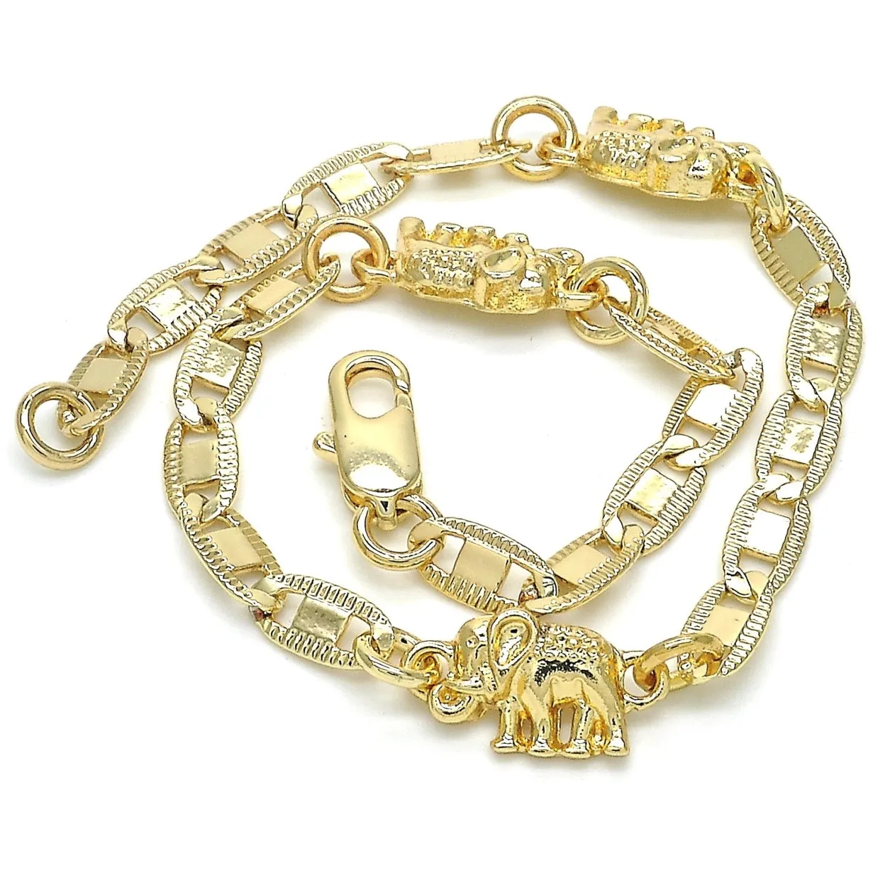 14k Yellow Gold Filled High Polish Finsh /TRI Color Mariner Marina Bracelet 8