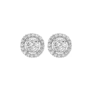 14KT White Gold & Diamond Classic Book Tru Reflection Fashion Earrings  - 1 ctw