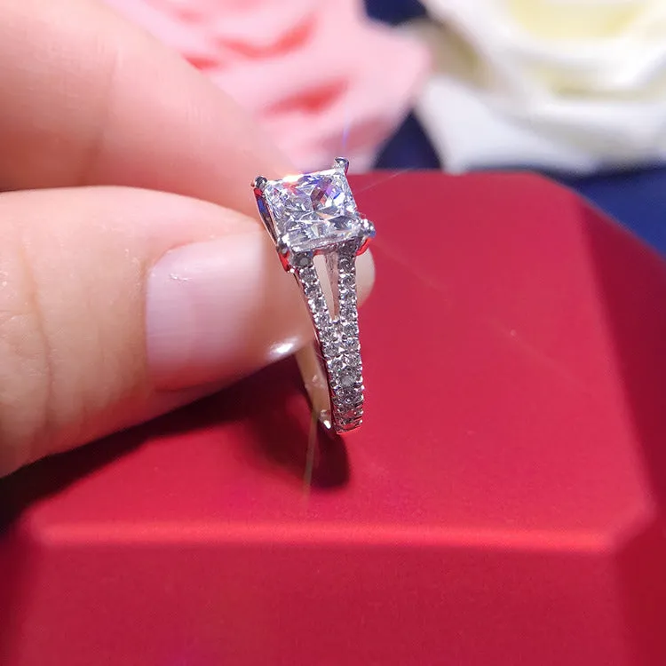 1.5 Carats Princess cut Moissanite Diamond Ring