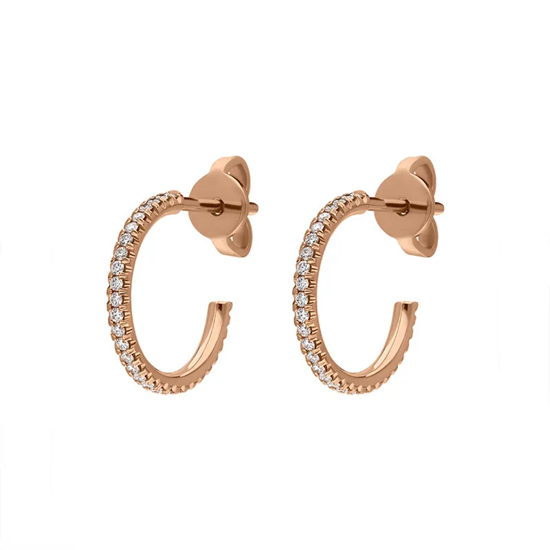 18ct Rose Gold Diamond Hoop Earrings