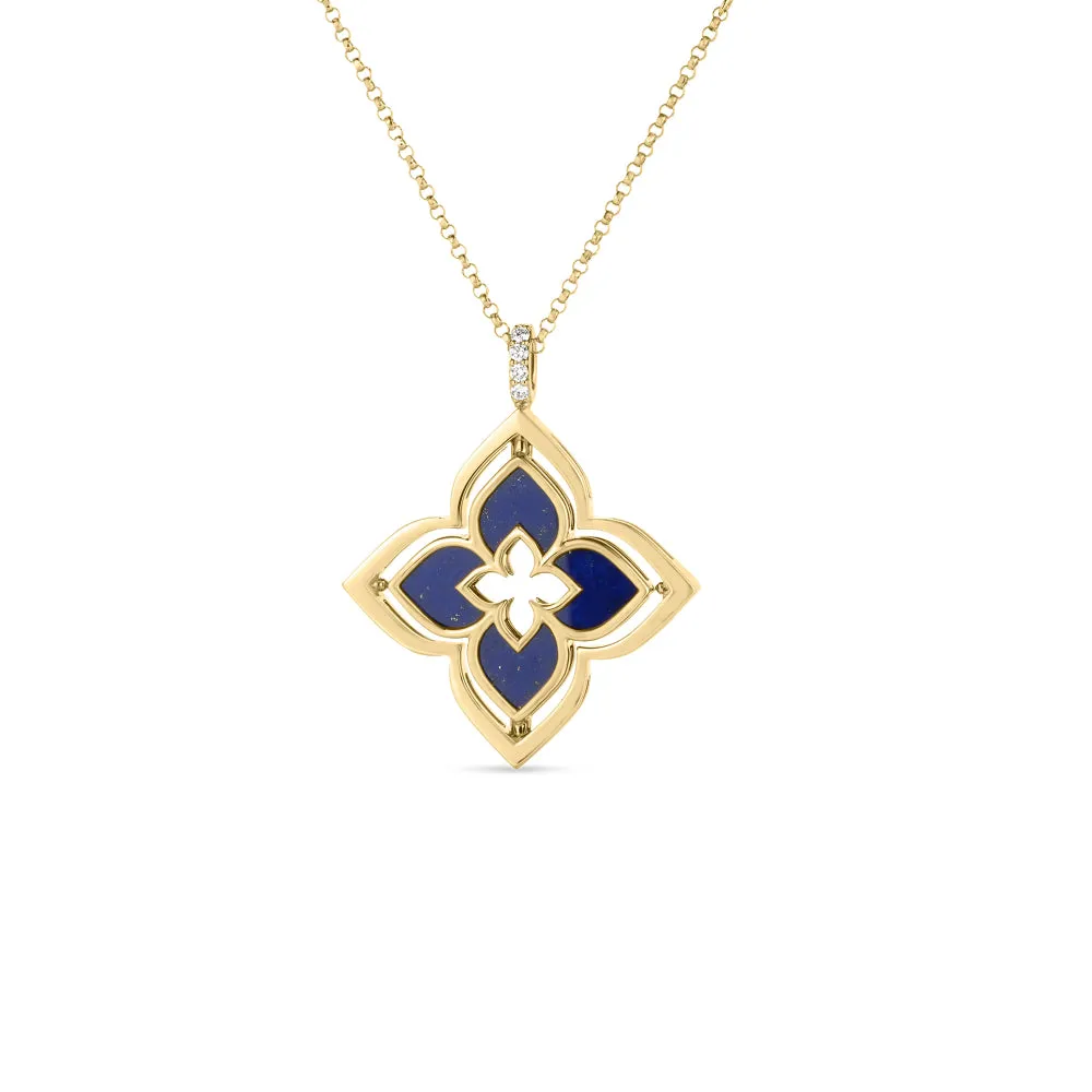 18K Gold Venetian Princess Pirouette Lapis and Diamond Necklace