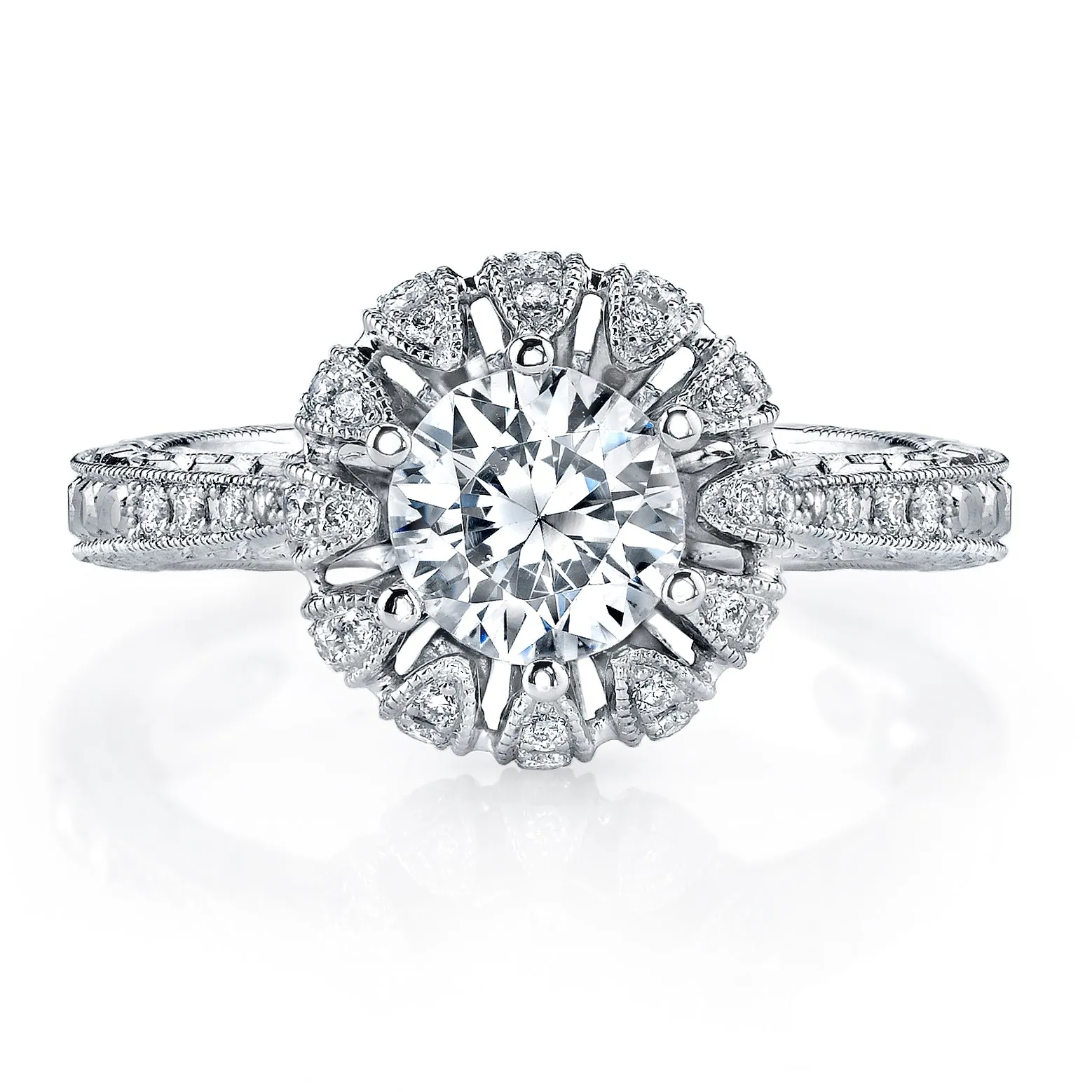 18K White Gold Signature Crown Diamond Engagement Ring