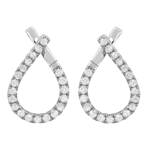 18K White Natural Diamond Hoop Earrings