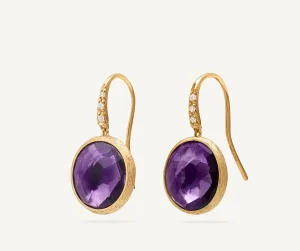 18K Yellow Gold Gemstone Drop Earrings with Diamonds