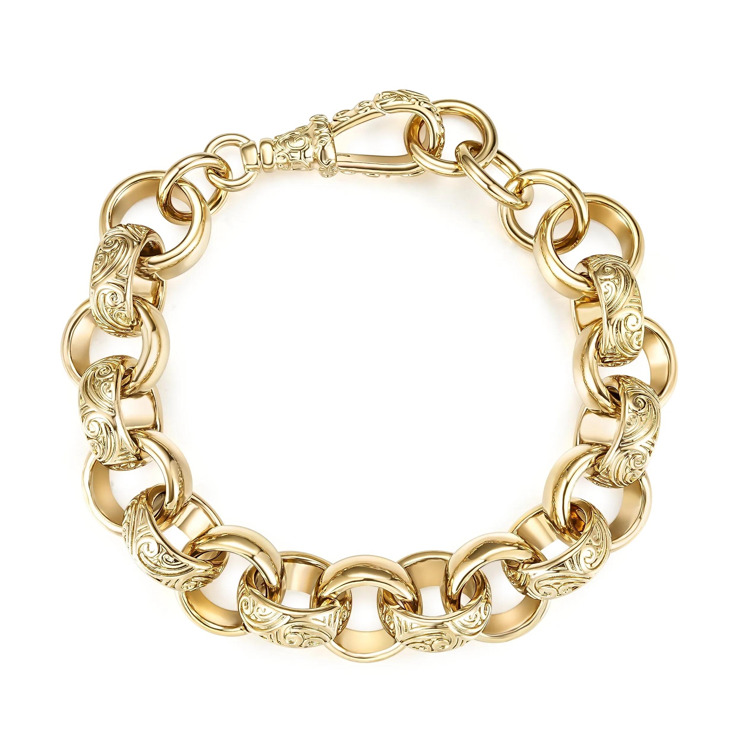 18mm Gold Filled Pattern Belcher Bracelet Albert Clasp 8 Inch