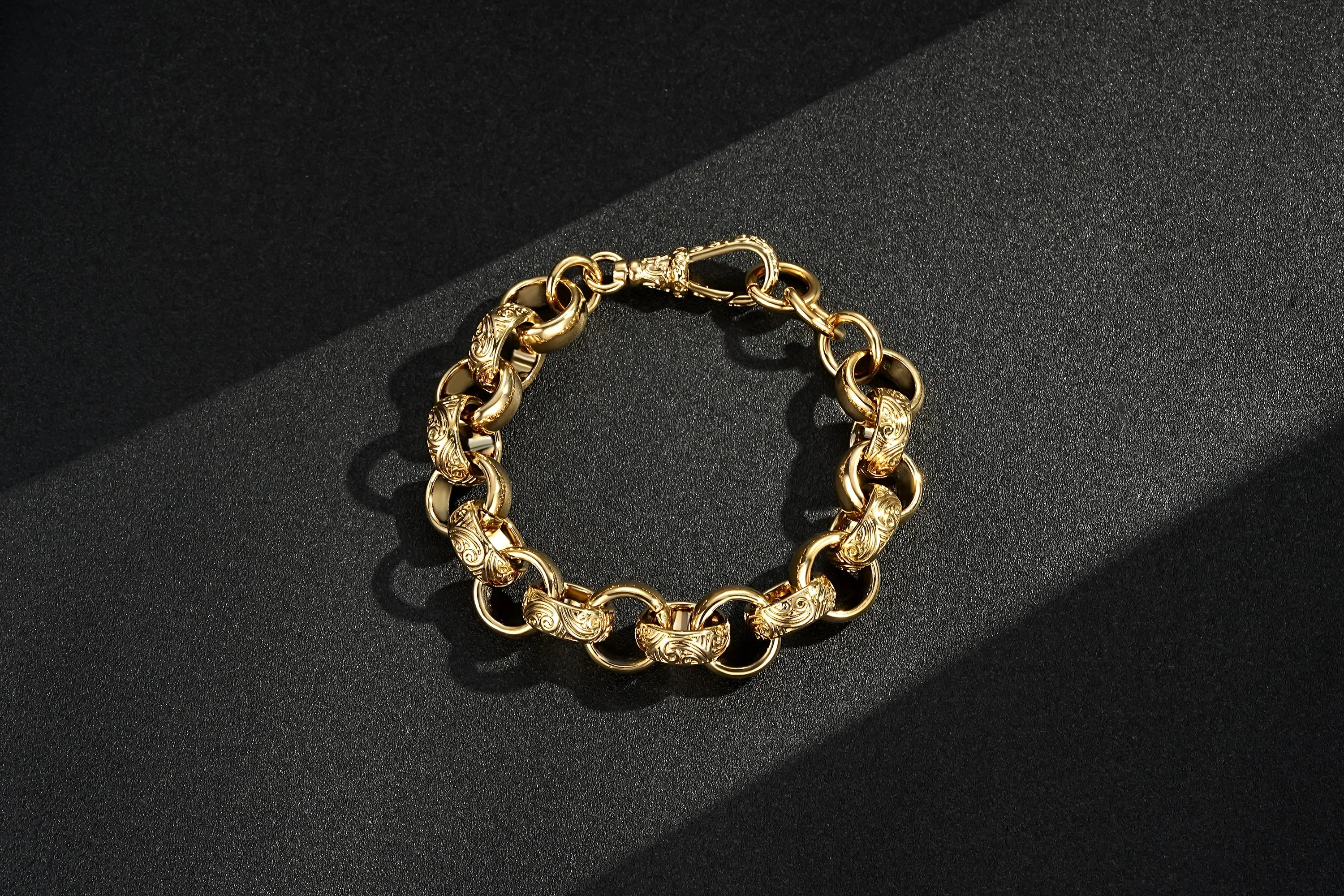 18mm Gold Filled Pattern Belcher Bracelet Albert Clasp 8 Inch