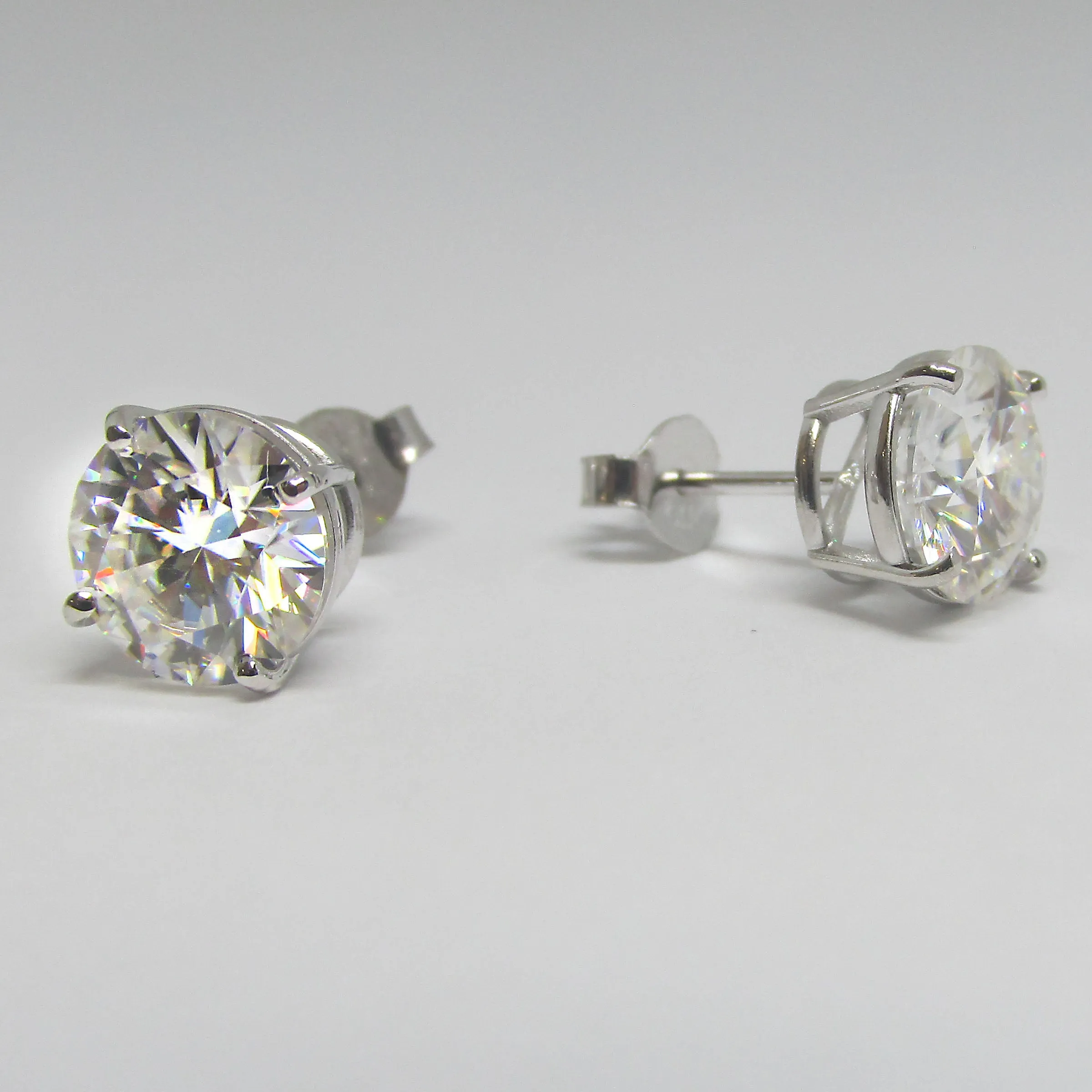 2.00 CTW  Round Moissanite Solitaire Stud Earrings in 14K White Gold