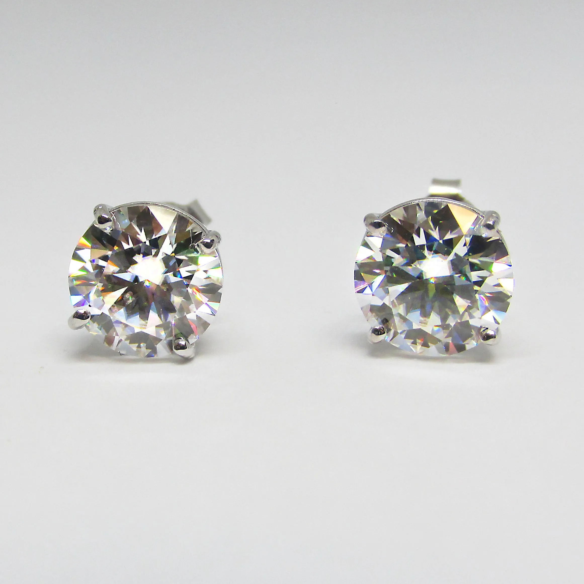 2.00 CTW  Round Moissanite Solitaire Stud Earrings in 14K White Gold