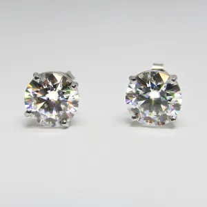 2.00 CTW  Round Moissanite Solitaire Stud Earrings in 14K White Gold