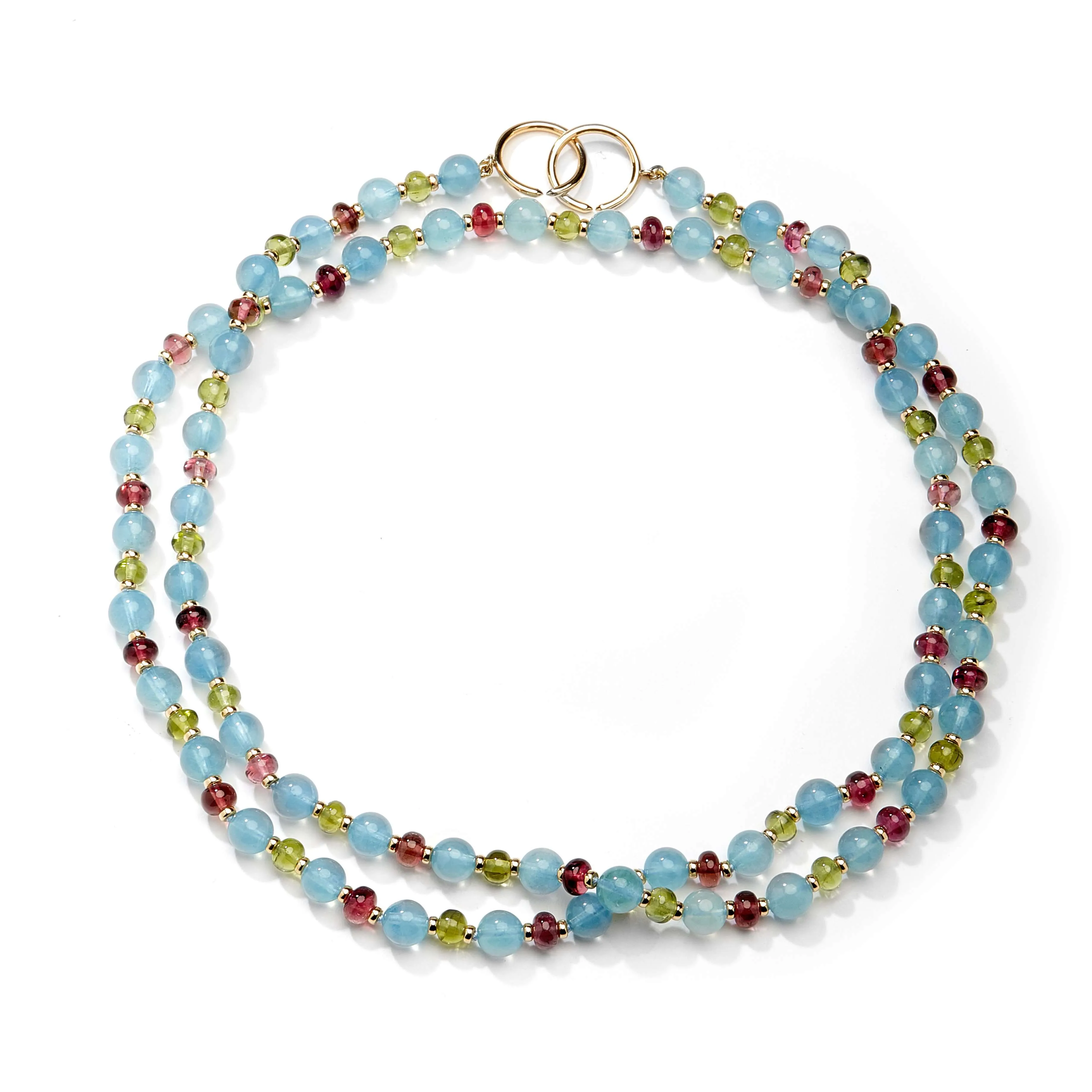 36 inch Aquamarine Bead Necklace