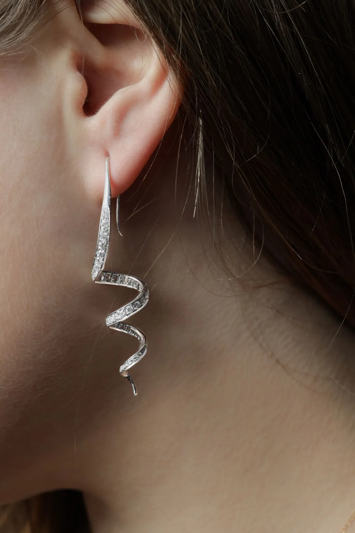 4 ctw Diamond Swirl Earrings