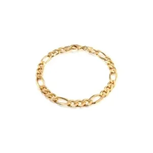 8mm Figaro Chain Bracelet 8" Unisex in 14K Yellow Gold Unisex All Ages