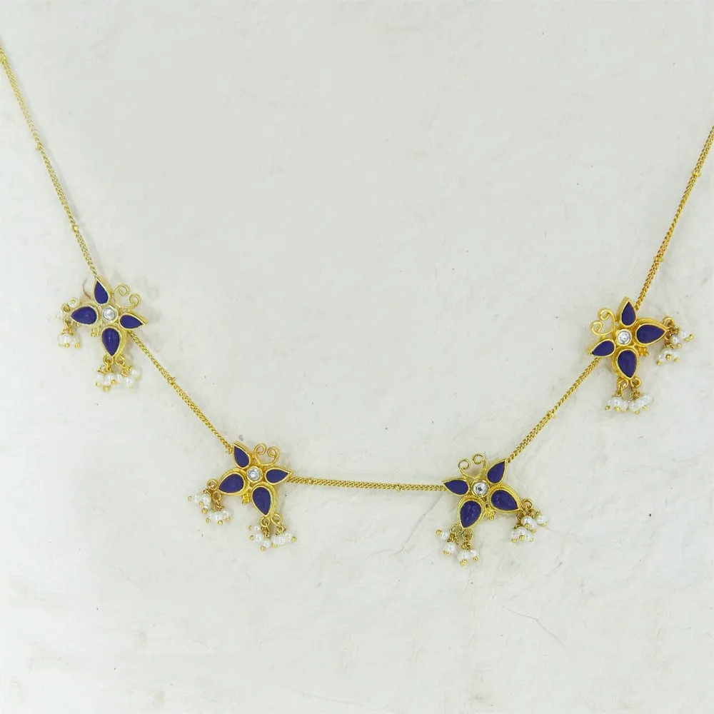 92.5 Silver Butterfly Blue Lapis Necklace