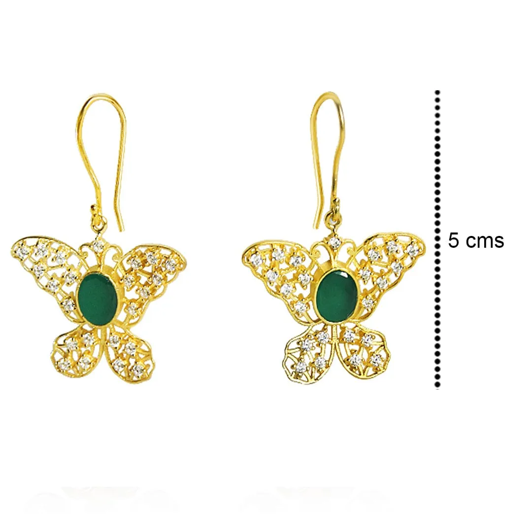 92.5 Silver Gold Plated Butterfly Danglers