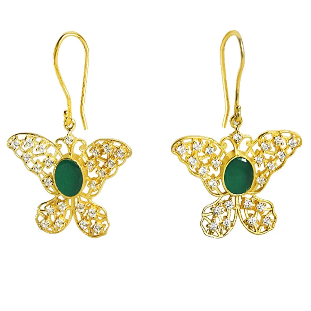 92.5 Silver Gold Plated Butterfly Danglers